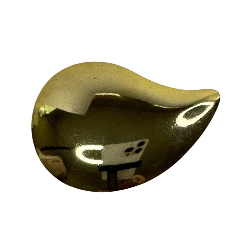 Vintage Gold Tone Minimalist Teardrop Paisley Brooch Pin High Polish‎ Finish